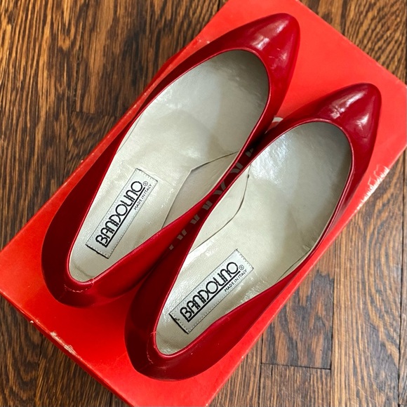 Bandolino Bollo Pumps Dark Red Kid Leather Clip-On Bows Italy Sz 8 *NIB*VTG*80s* - Picture 3 of 15